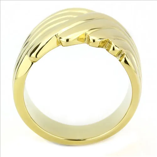 CJE3576 Wholesale Women's Stainless Steel IP Gold Broad Ring