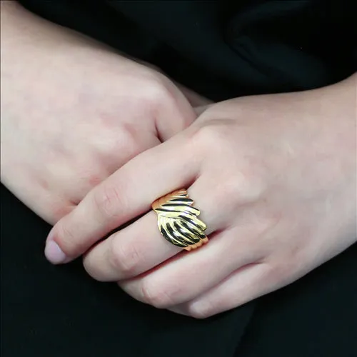 CJE3576 Wholesale Women's Stainless Steel IP Gold Broad Ring