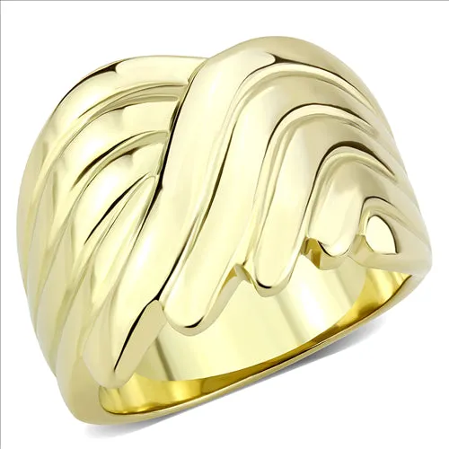 CJE3576 Wholesale Women's Stainless Steel IP Gold Broad Ring