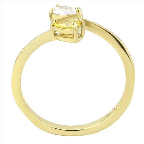 CJE3586 Wholesale Women's Stainless Steel IP Gold AAA Grade CZ Topaz Ring