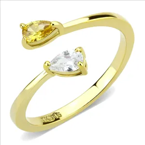 CJE3586 Wholesale Women's Stainless Steel IP Gold AAA Grade CZ Topaz Ring