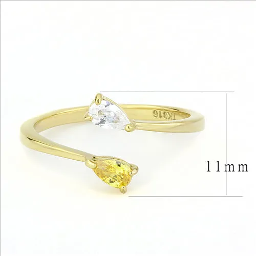 CJE3586 Wholesale Women's Stainless Steel IP Gold AAA Grade CZ Topaz Ring