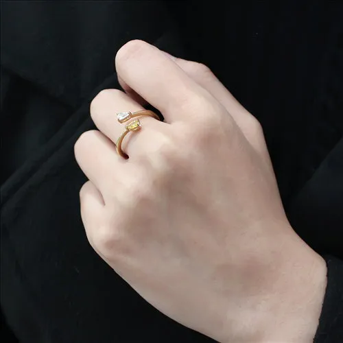 CJE3586 Wholesale Women's Stainless Steel IP Gold AAA Grade CZ Topaz Ring