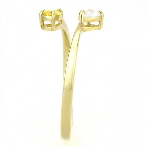 CJE3586 Wholesale Women's Stainless Steel IP Gold AAA Grade CZ Topaz Ring