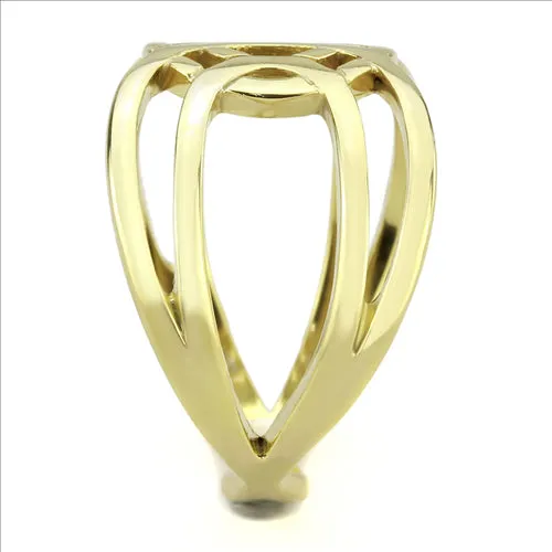CJE3639 Wholesale Women's Stainless Steel IP Gold Geometric Broad Ring
