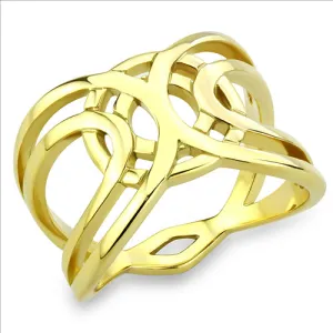 CJE3639 Wholesale Women's Stainless Steel IP Gold Geometric Broad Ring