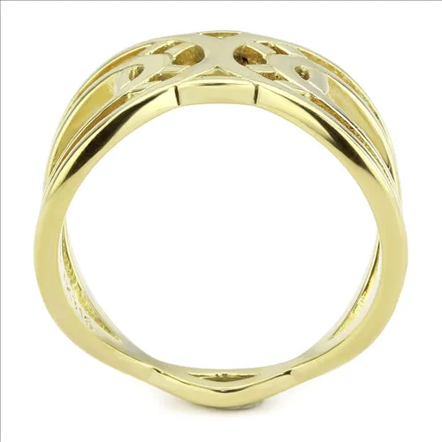 CJE3639 Wholesale Women's Stainless Steel IP Gold Geometric Broad Ring