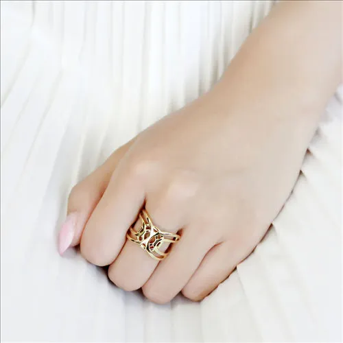 CJE3639 Wholesale Women's Stainless Steel IP Gold Geometric Broad Ring
