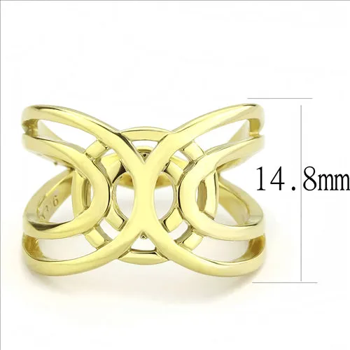 CJE3639 Wholesale Women's Stainless Steel IP Gold Geometric Broad Ring