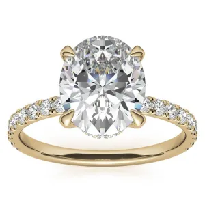 Classic 925 Sterling Silver Adjustable Oval-Cut Yellow Gold Engagement Ring For Women