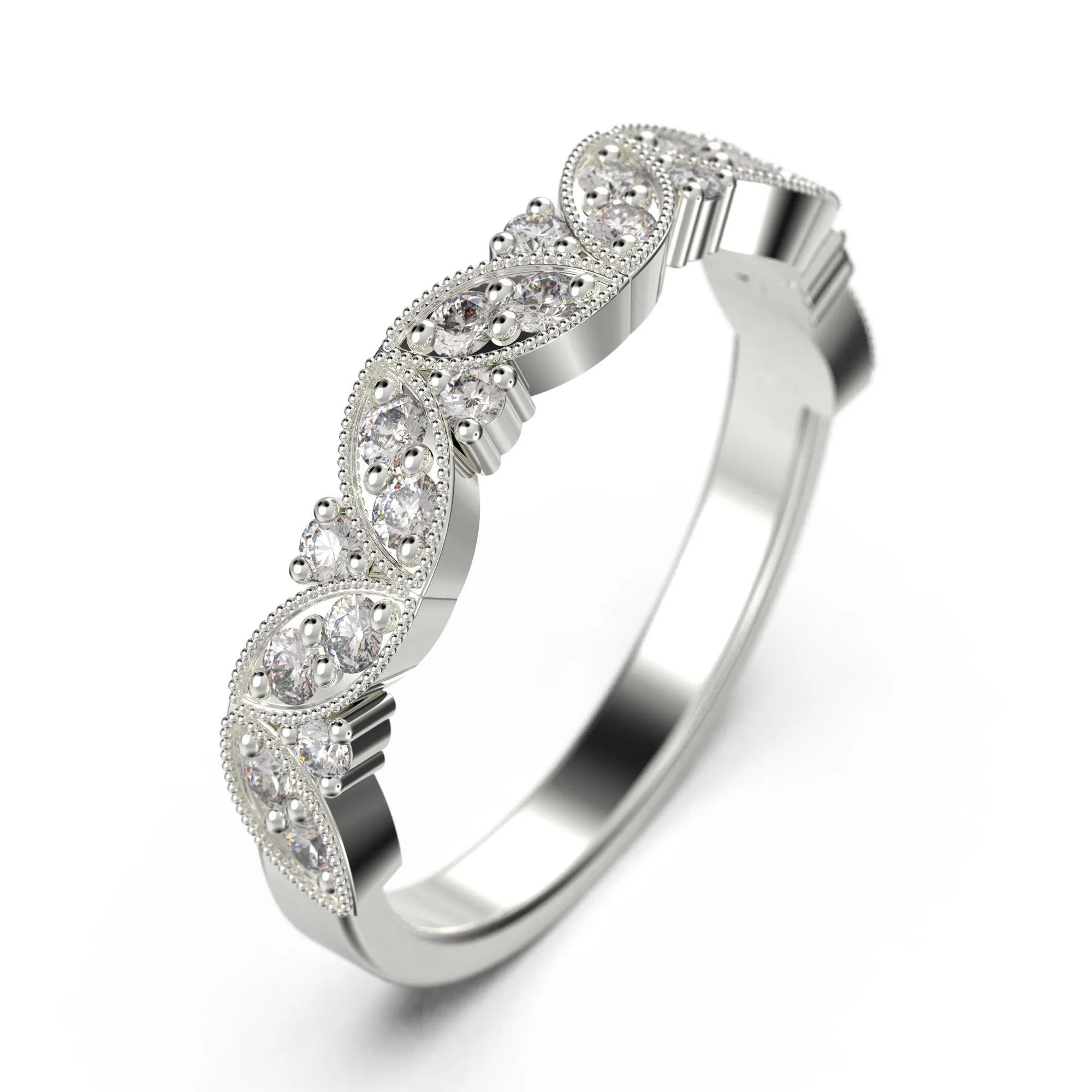 Classic Moissanite Diamond Wedding Ring 18K Gold Over Silver