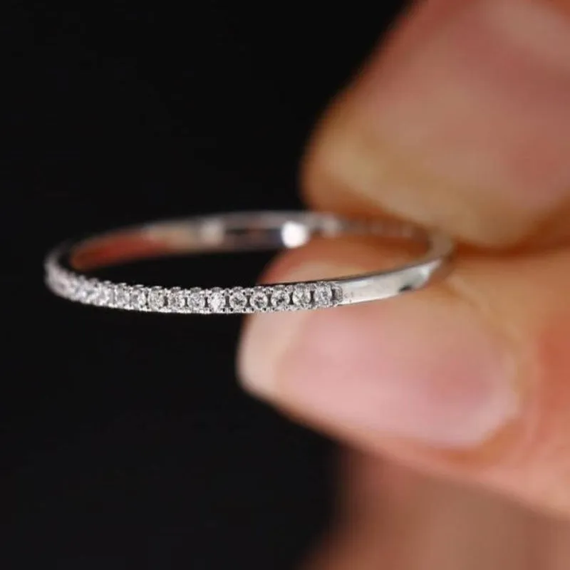 Classic White Sapphire Ring Gemstone Women Wedding Fine Jewelry