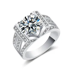 Clear Round Crystal & Cubic Zirconia Silver-Plated Ring