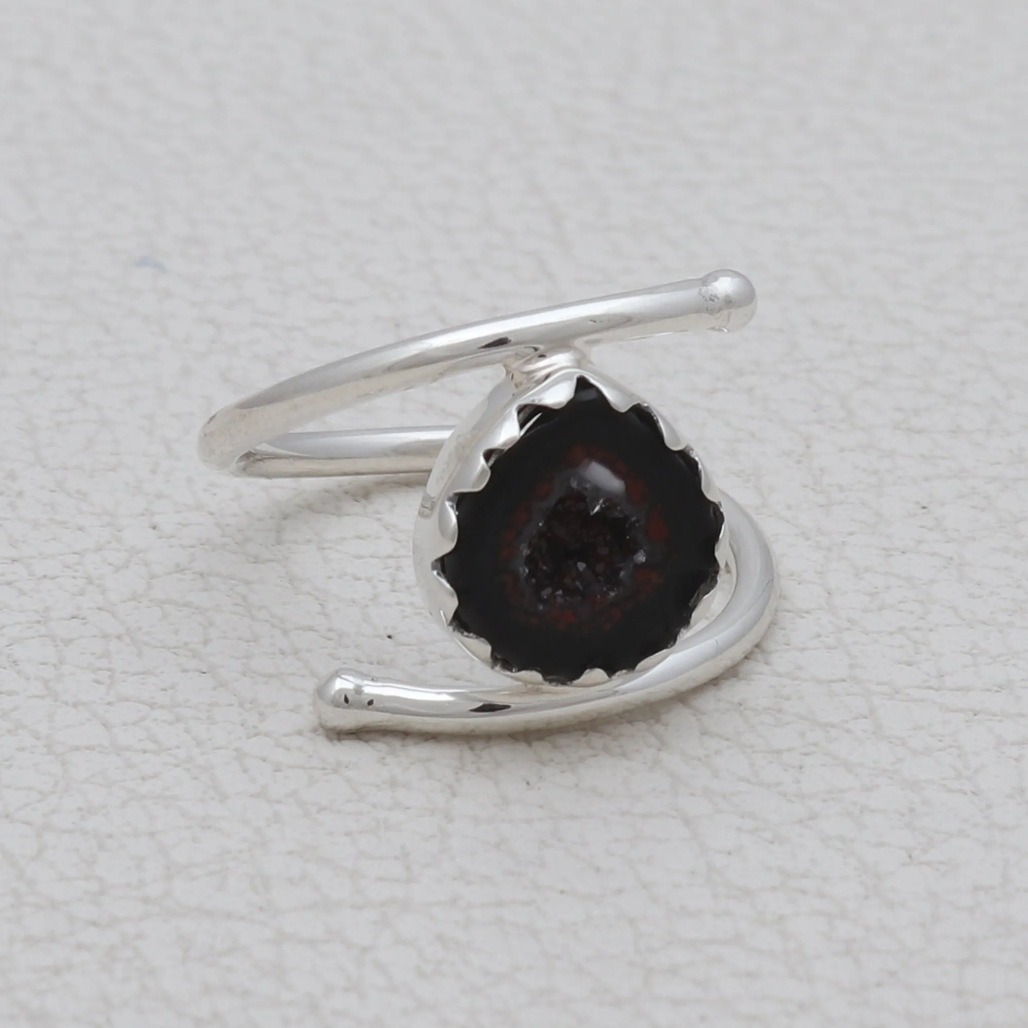 Coconut Druzy Silver Rings