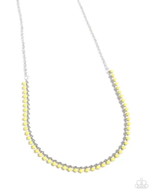 Colored Cadence - Yellow -  Bead Paparazzi Short Necklace