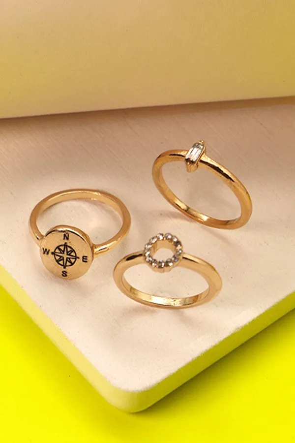 COMPASS RHINESTONE CIRCLE RING SET | 31R22026