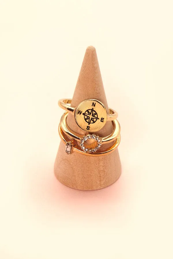 COMPASS RHINESTONE CIRCLE RING SET | 31R22026