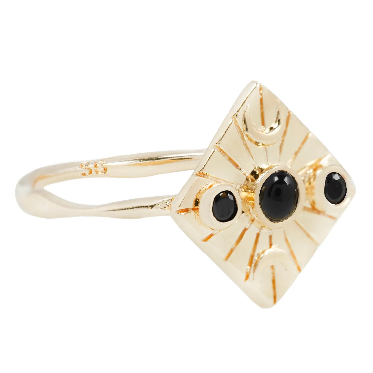 Compass Ring in Black Onyx/Black Spinel