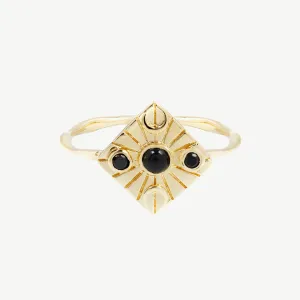 Compass Ring in Black Onyx/Black Spinel