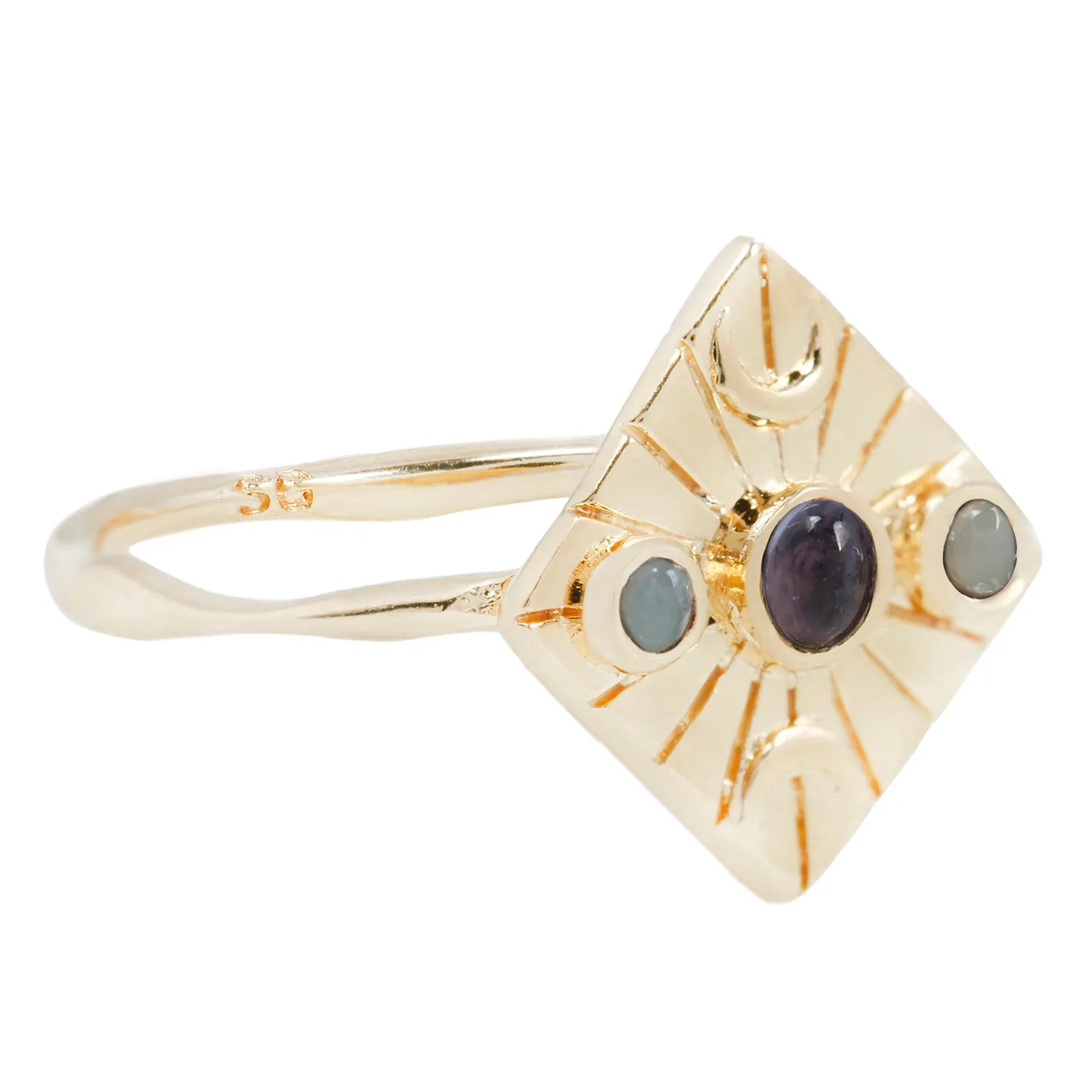 Compass Ring in Iolite/Opal