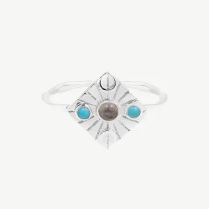 Compass Ring in Moonstone/Turquoise