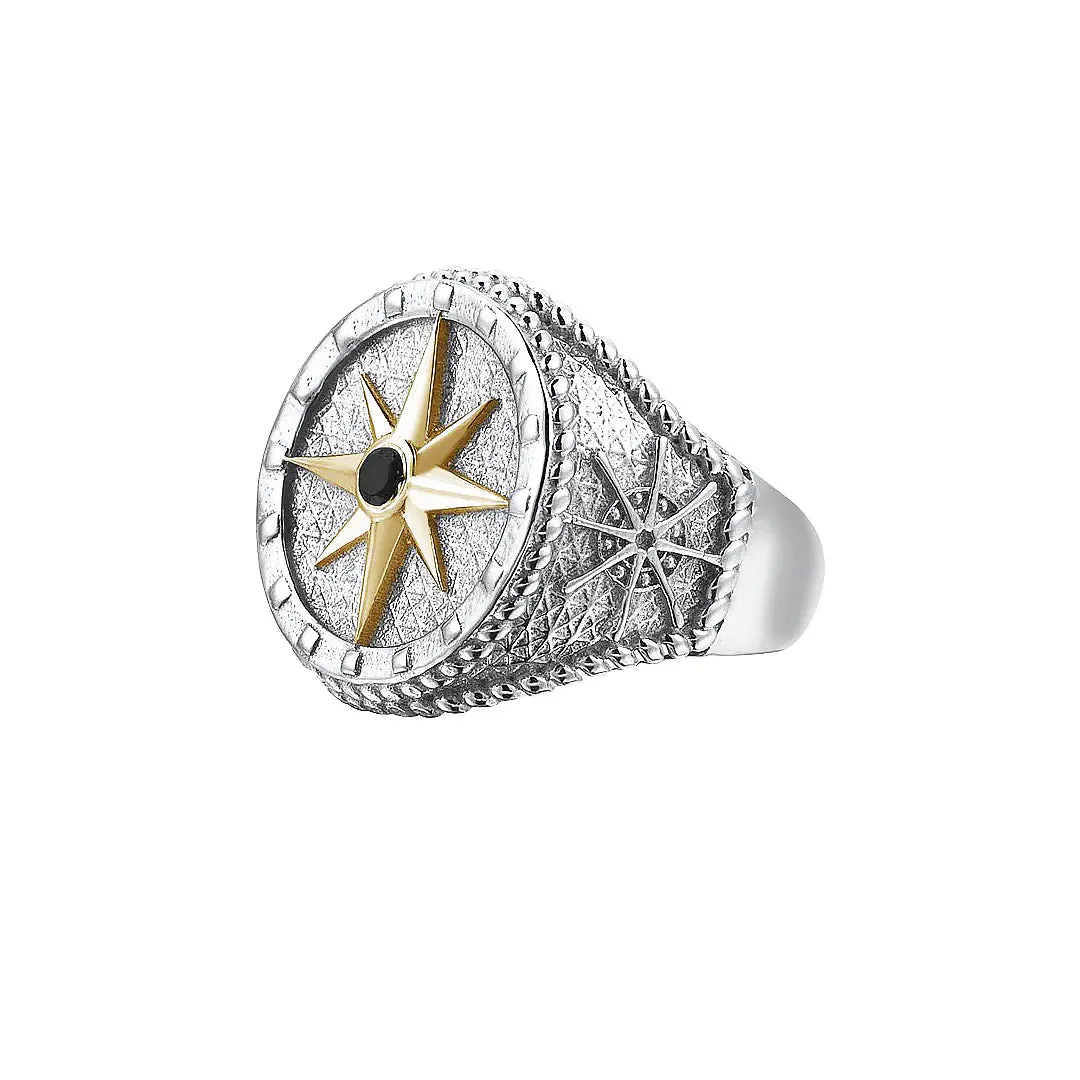 Compass Ring With Solid Gold