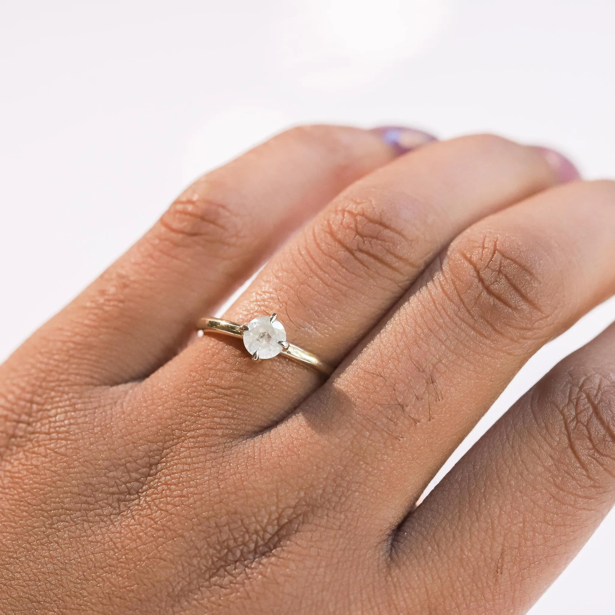 Compass-Set Icy Salt   Pepper Diamond Ring in 14k Yellow gold No.1