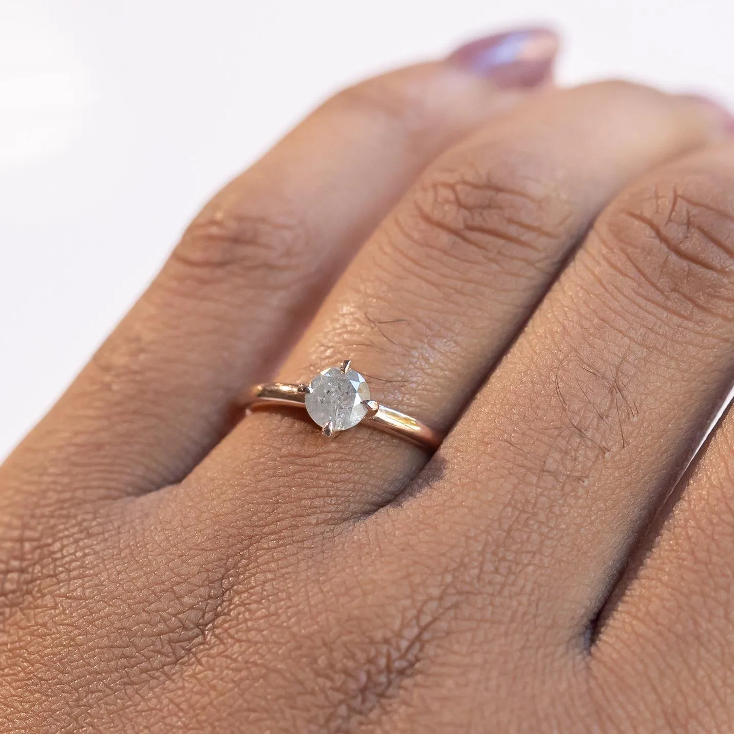 Compass-Set Salt   Pepper Diamond Ring in 14k Rose Gold