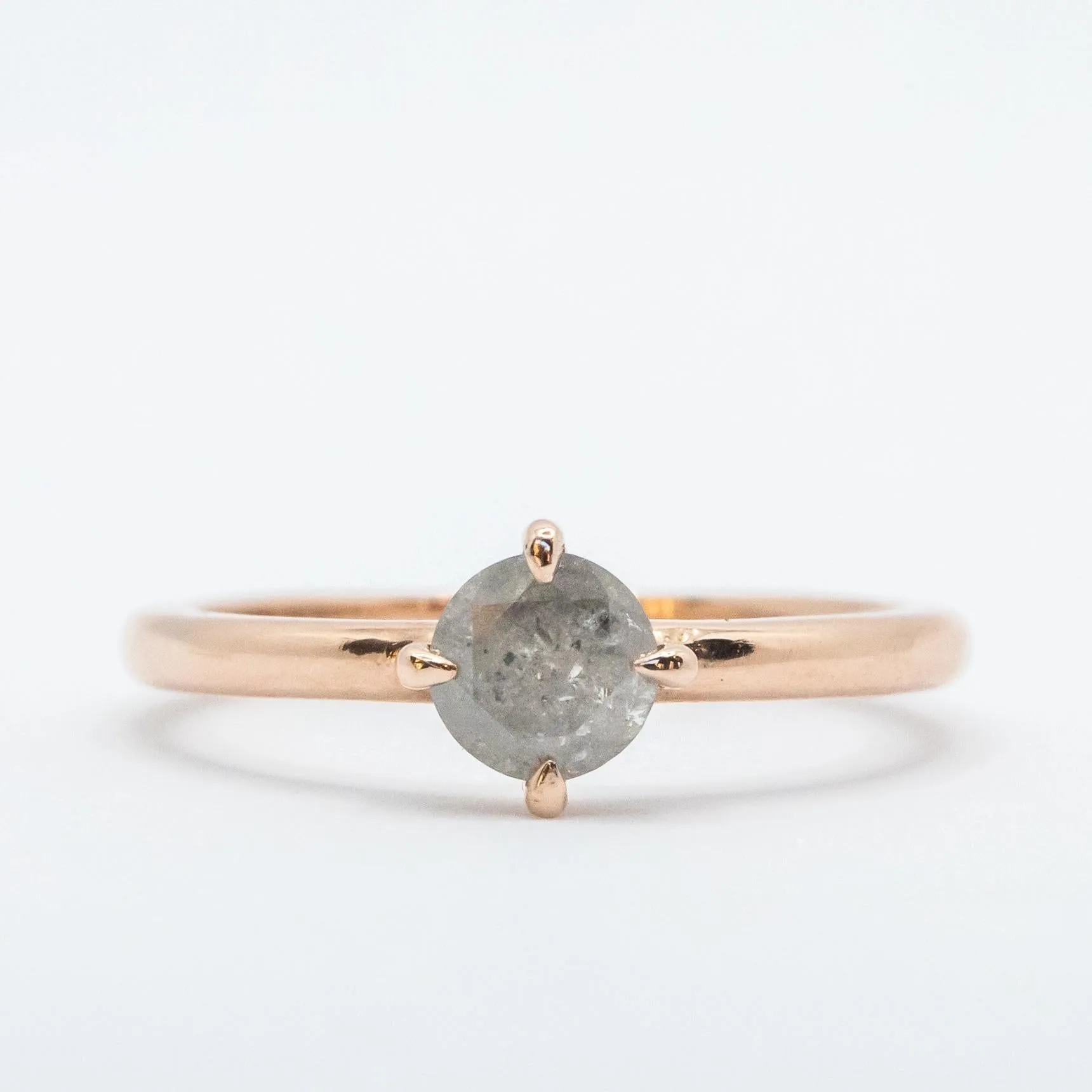 Compass-Set Salt   Pepper Diamond Ring in 14k Rose Gold