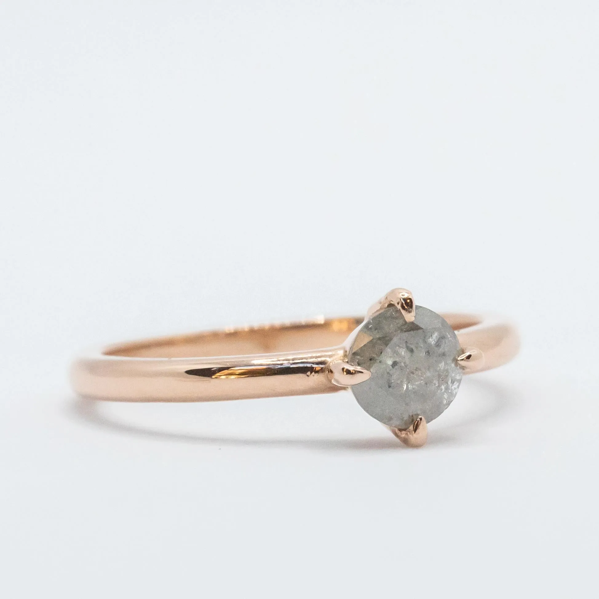 Compass-Set Salt   Pepper Diamond Ring in 14k Rose Gold