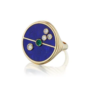 Compass Signet Ring- Lapis & Emerald