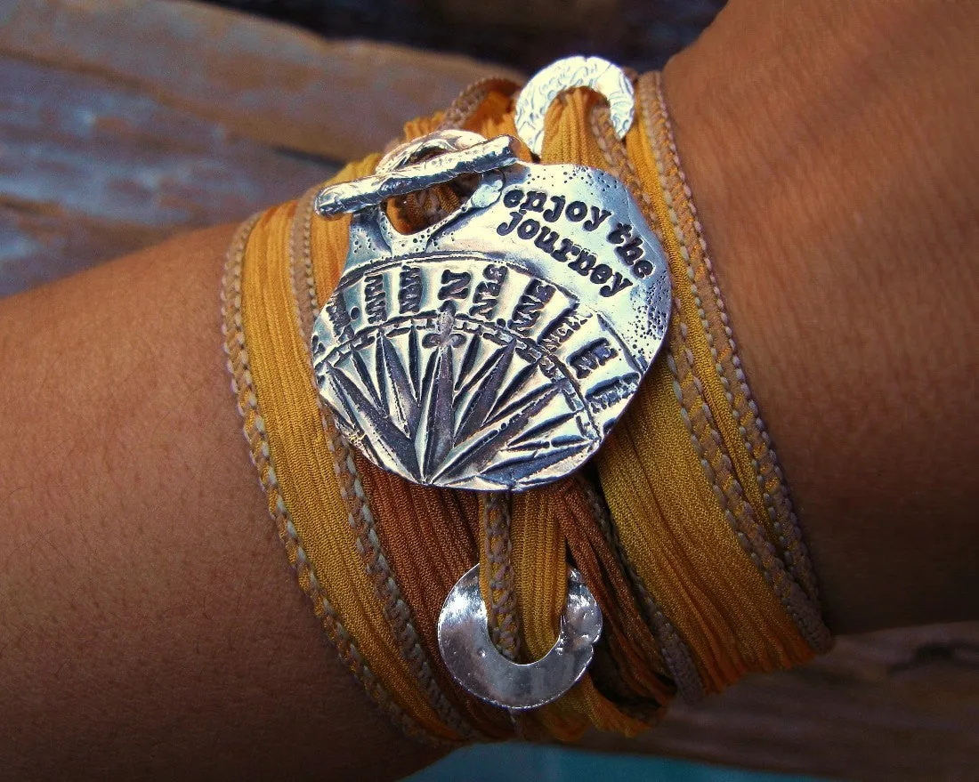 Compass Sterling Silver Silk Wrap Bracelet