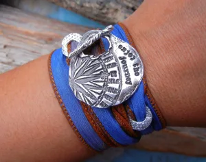 Compass Sterling Silver Silk Wrap Bracelet