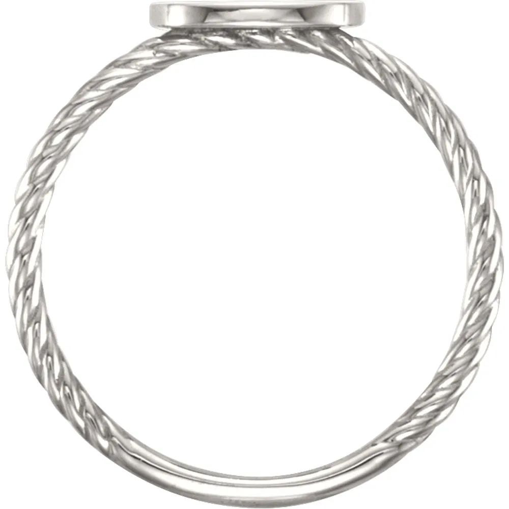 Continuum Sterling Silver Antique Engravable Rope Ring , Size 7