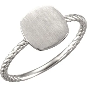 Continuum Sterling Silver Antique Engravable Rope Ring , Size 7