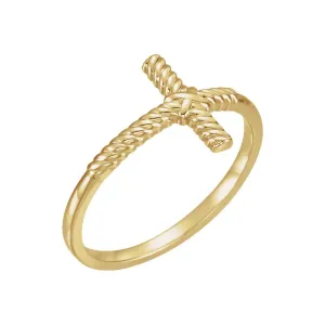 Continuum Sterling Silver Rope Sideways Cross Ring, Size 7