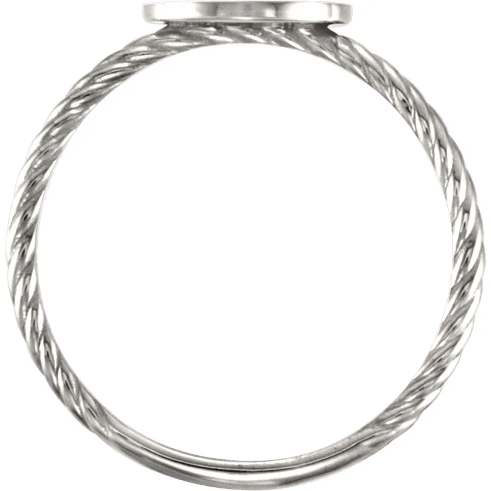 Continuum Sterling Silver Round Engravable Rope Ring, Size 7