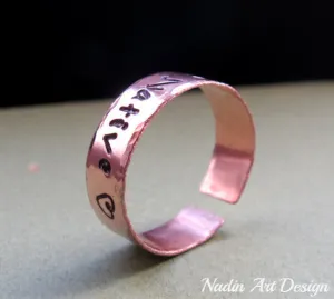 Copper Custom Ring - Wide Hammered Ring