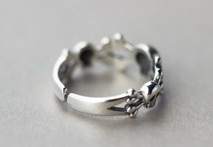 Corpse Skeleton Skull Head Adjustable Ring