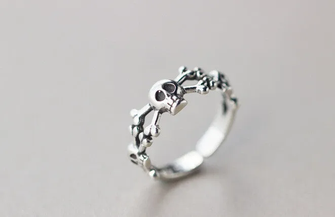 Corpse Skeleton Skull Head Adjustable Ring