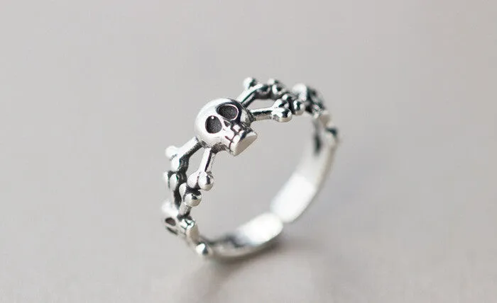 Corpse Skeleton Skull Head Adjustable Ring