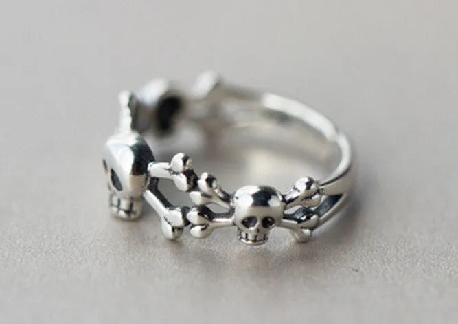 Corpse Skeleton Skull Head Adjustable Ring