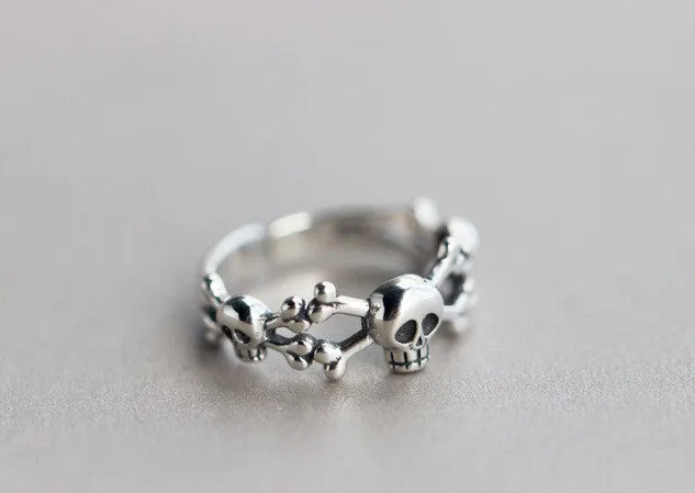 Corpse Skeleton Skull Head Adjustable Ring