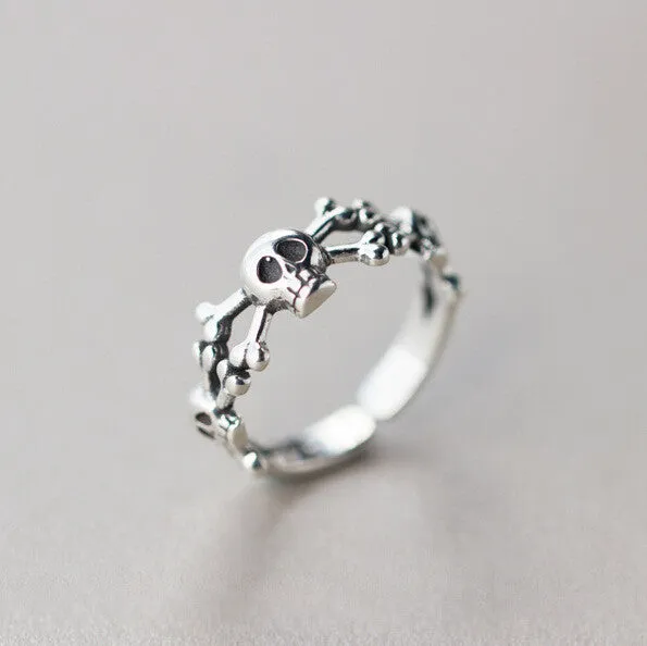 Corpse Skeleton Skull Head Adjustable Ring