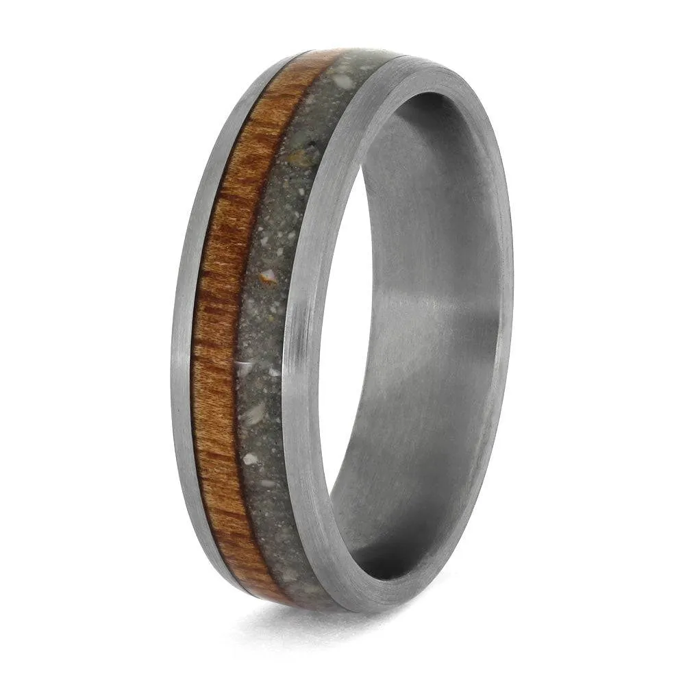 Cremation Ring With Wood And Ashes Inlays