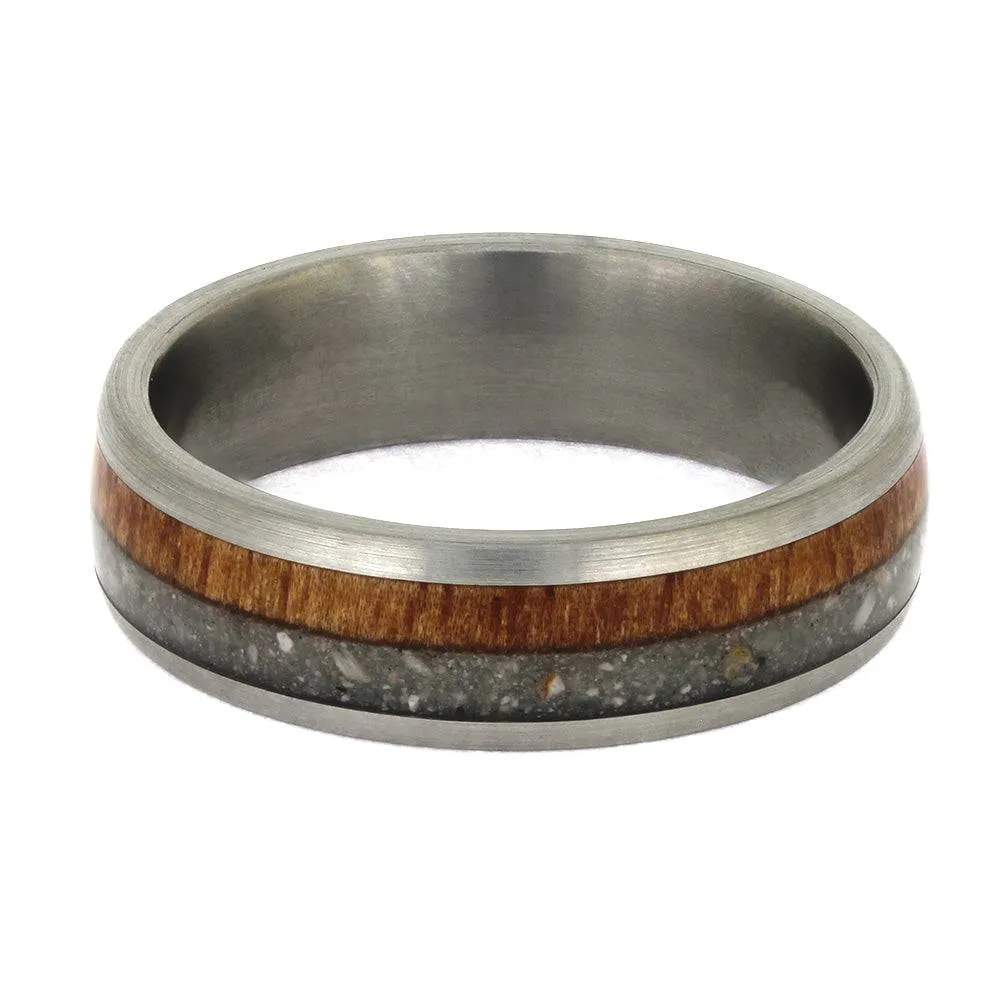 Cremation Ring With Wood And Ashes Inlays