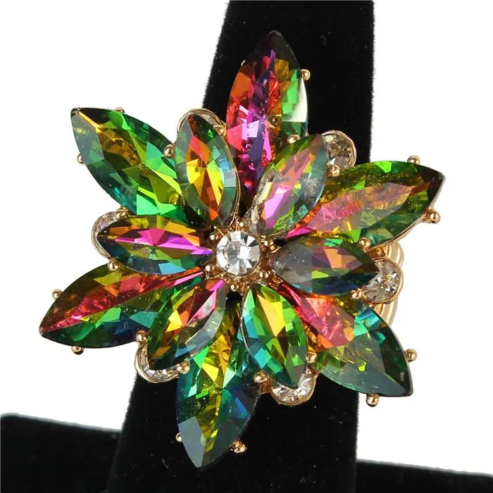 Crystal Chunky Flower Ring