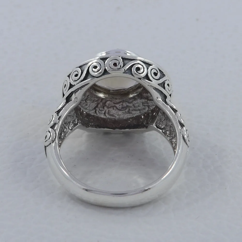 Crystal Cut Stone Silver Ring