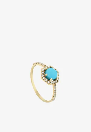 Crystal Paved Turquoise Ring