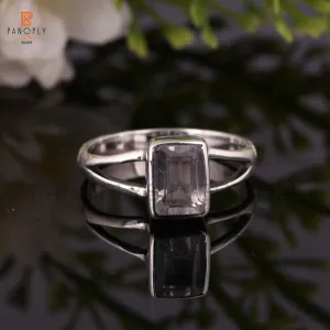 Crystal Quartz Octagon Shape Split Band Rings